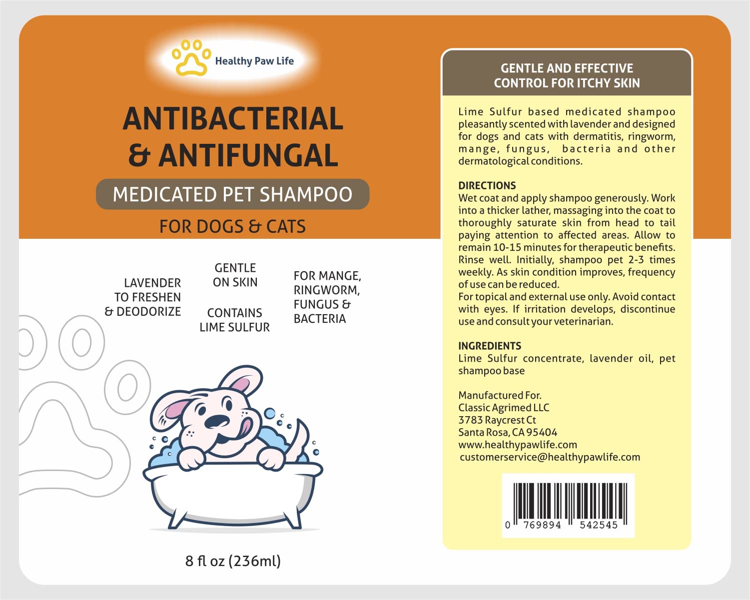 Champú Healthy Paw Life para dermatosis no específicas en mascotas.