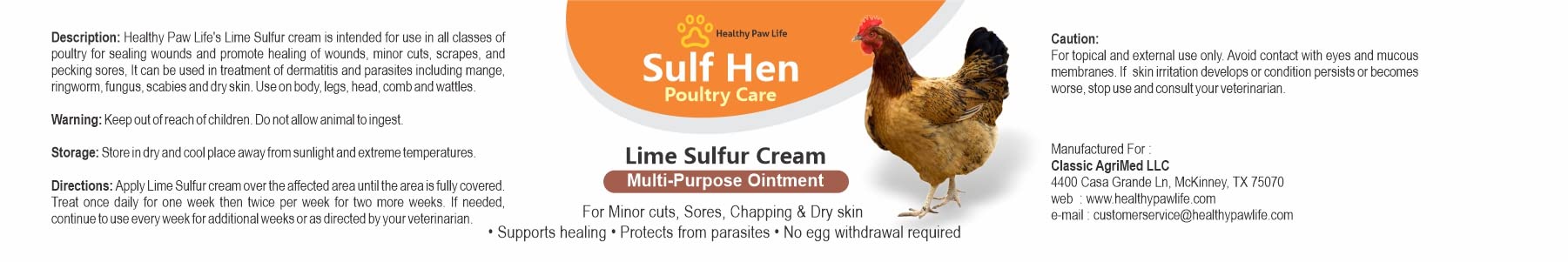 Healthy Paw Life crema azufre lima para aves, piel sana y protección suave