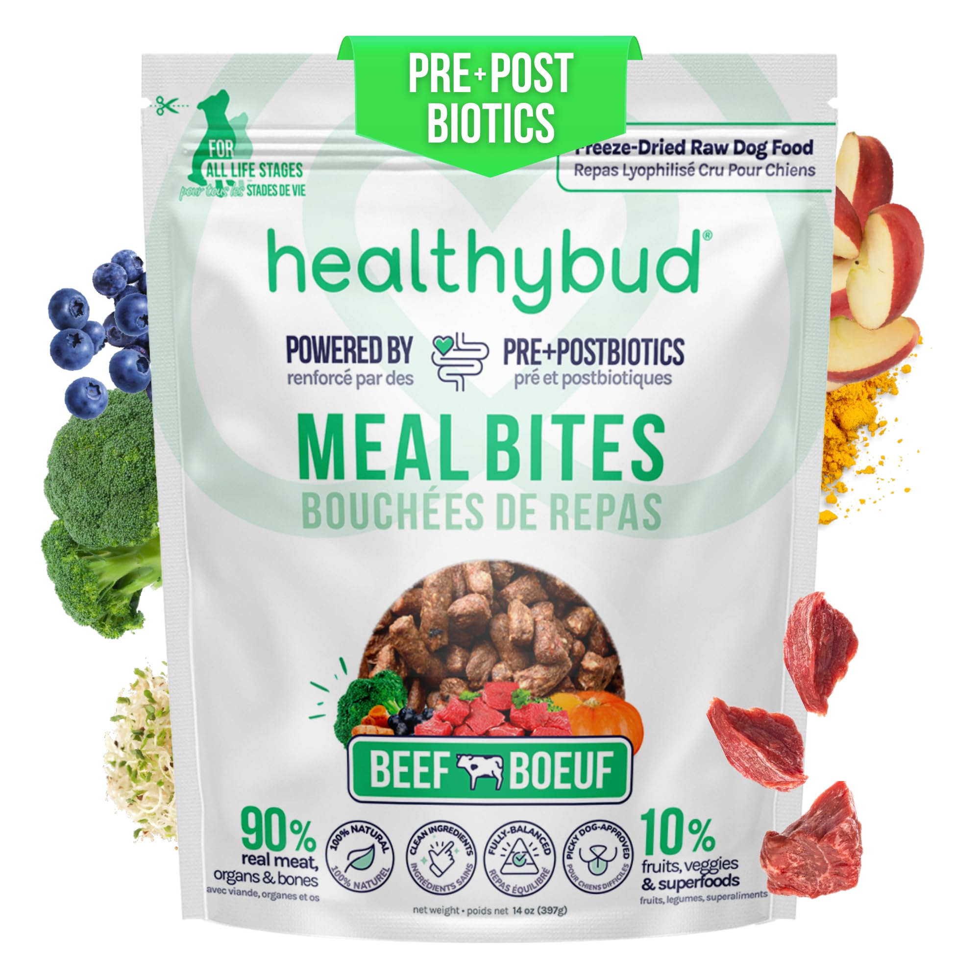 Healthybud alimento sin cereal para perros, fácil de digerir.