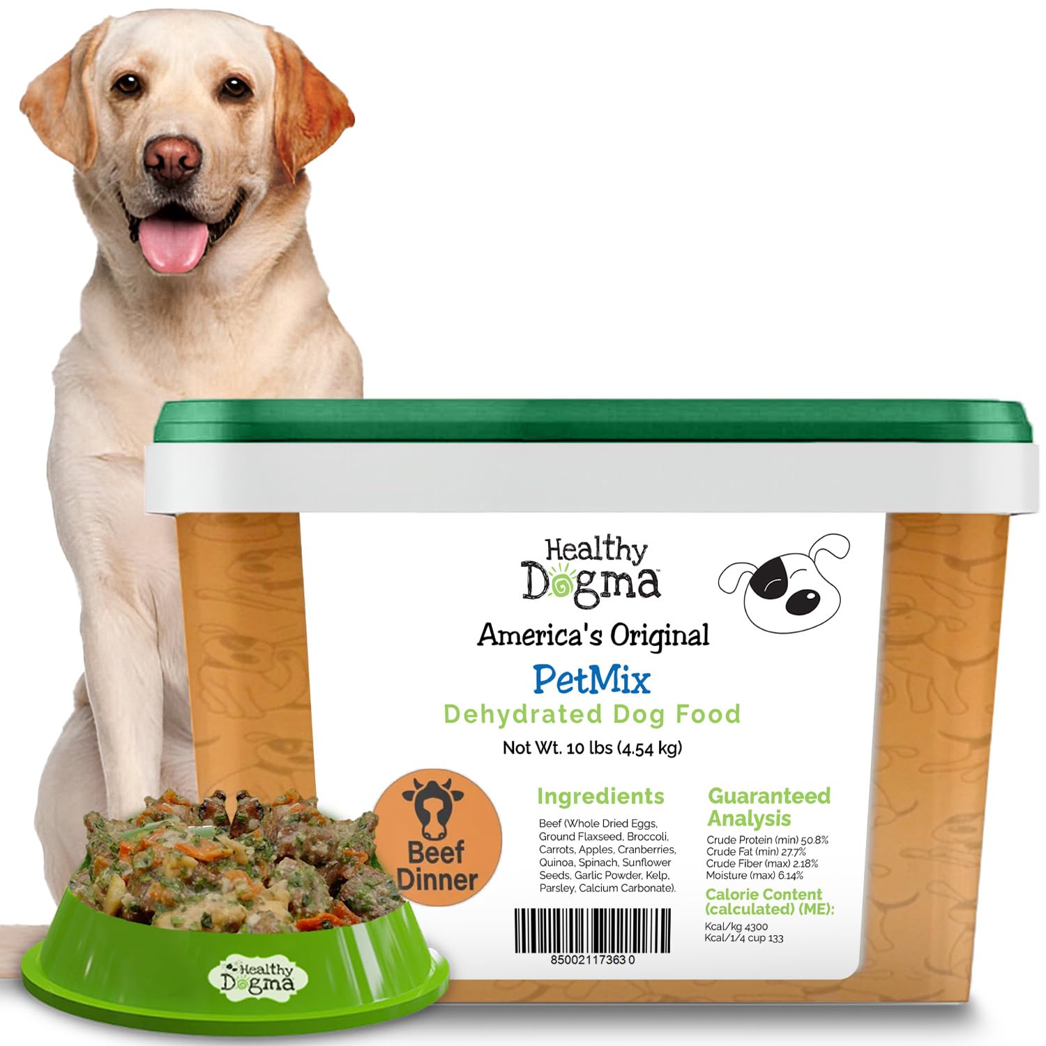 Healthy Dogma PetMix Cena de Res Envase 10lb, ideal como comida principal nutritiva para perros activos.