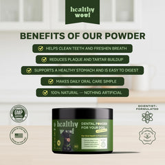 Healthy Woof polvo dental se vierte en agua para crear caldo sabroso.