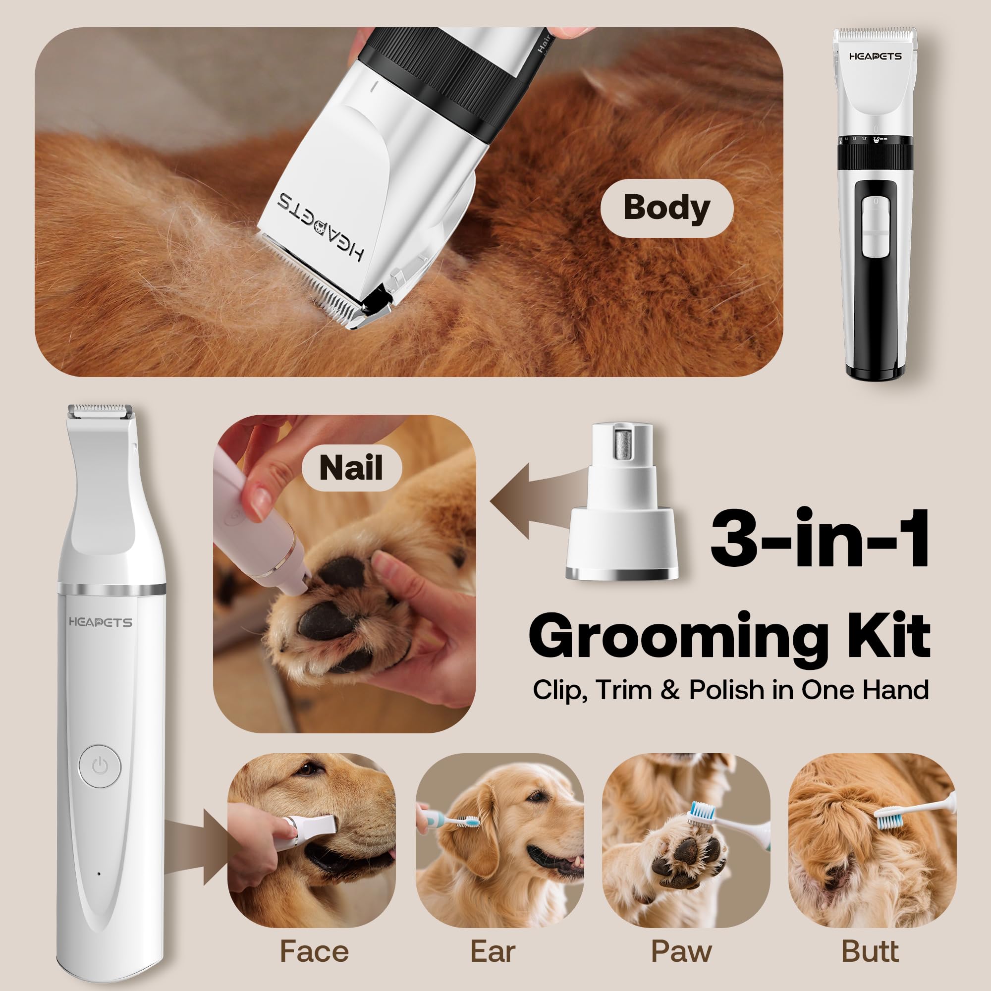 HEAPETS afilador de uñas: pulido seguro para uñas de mascotas.