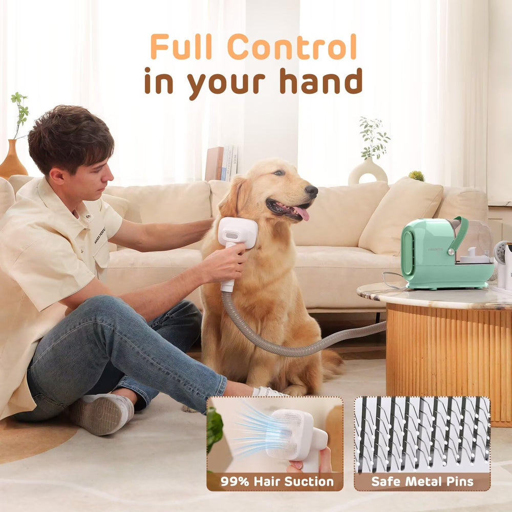 HEAPETS cepillo deshedding para perros reduce la caída durante el peinado.