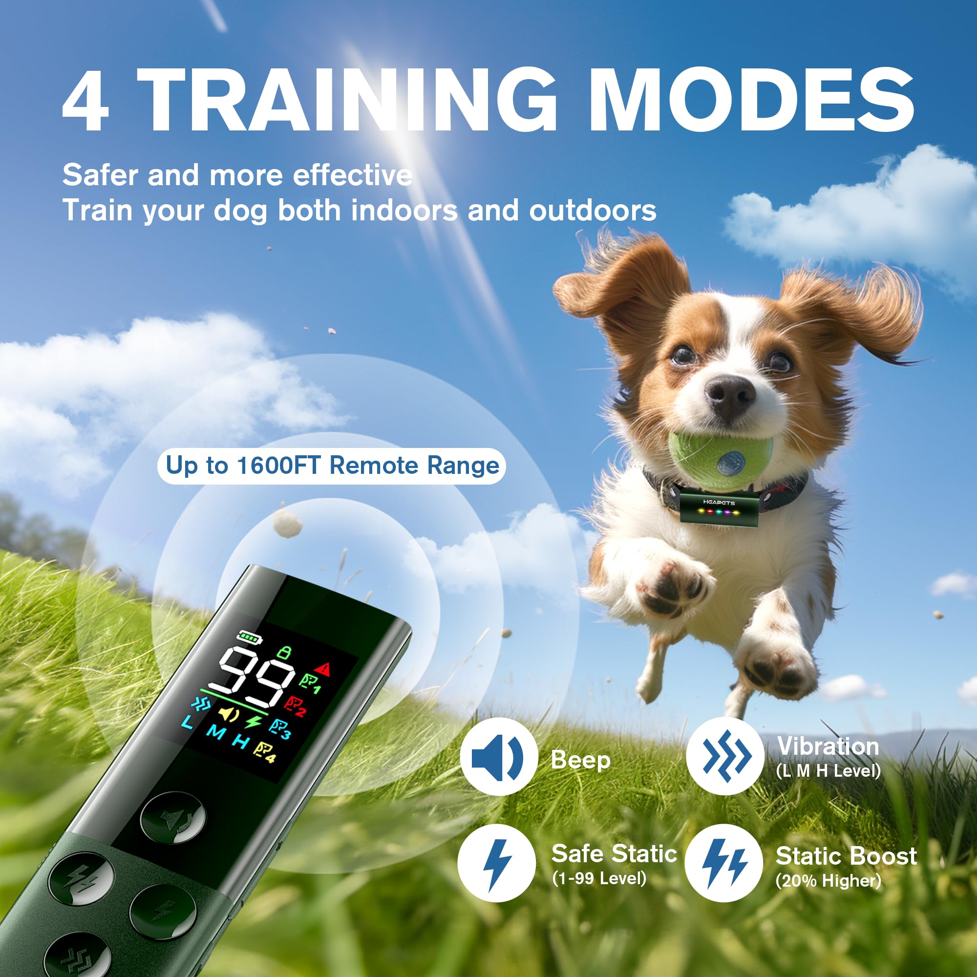 HEAPETS collar IP67 impermeable para entrenar bajo lluvia o playa.
