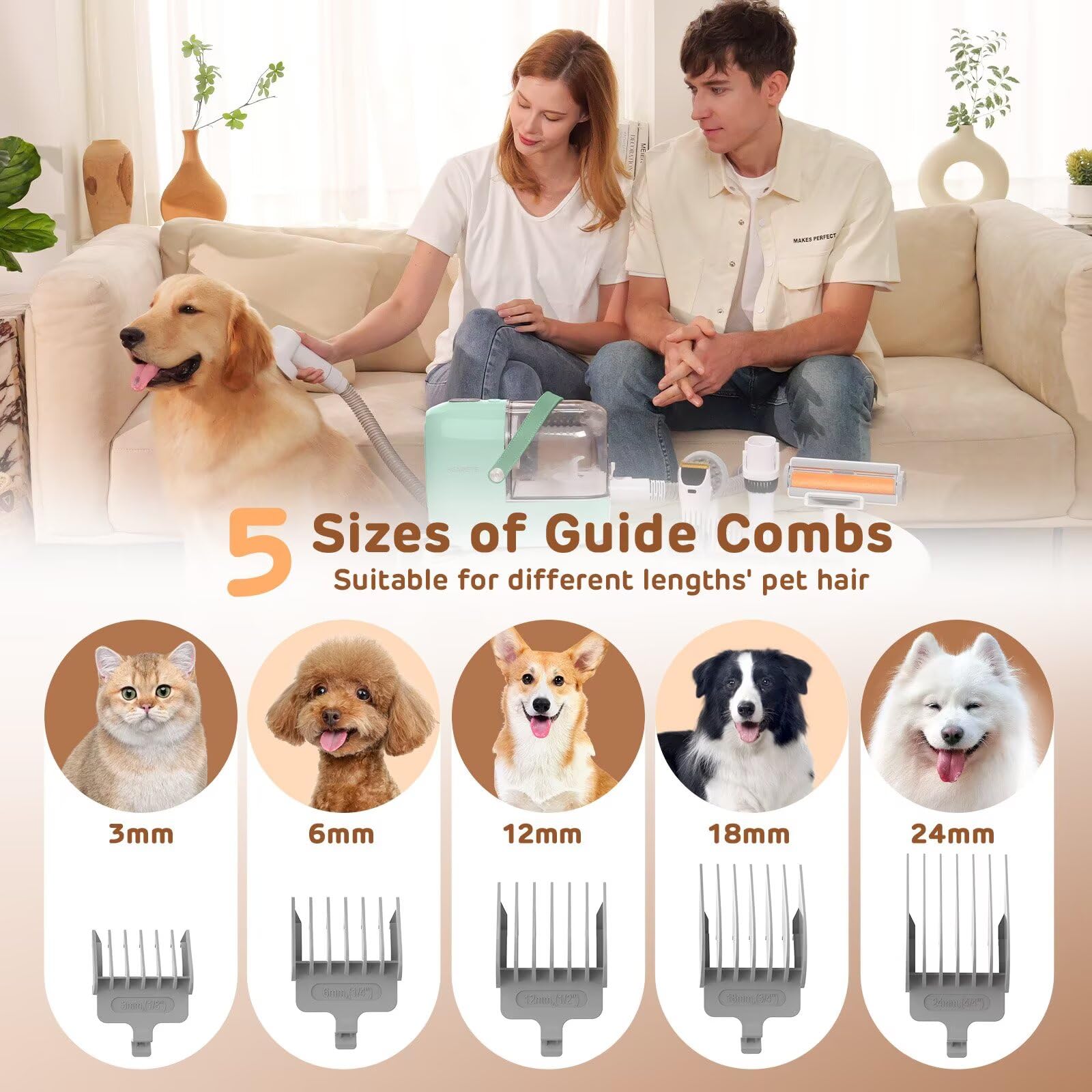 HEAPETS cortapelo para perros con cuchilla acero inoxidable, precisión segura.