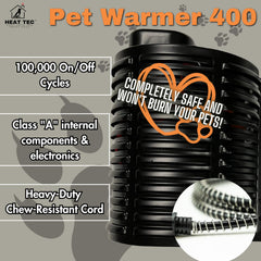 Calentador Heat Tec con cordón resistente a mordidas para mascotas.