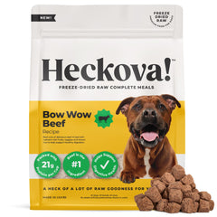 Heckova Bow Wow Beef deshidratado crudo, bolsa de 8oz para perros activos