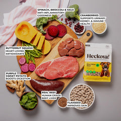 Proteína de 21g por taza de Heckova Bow Wow Beef para crecimiento saludable