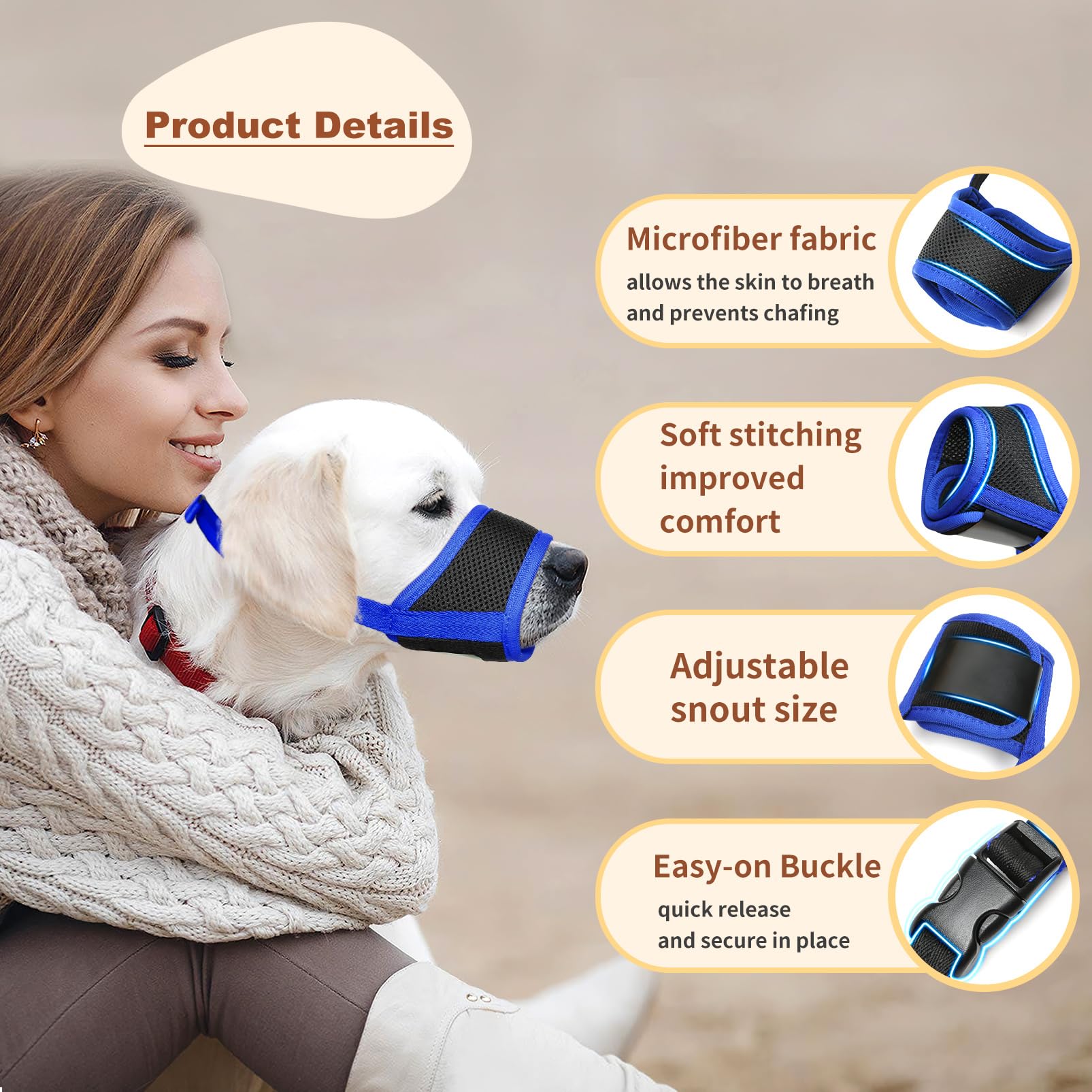 Bozal HEELE con tejido de nylon transpirable para comodidad.