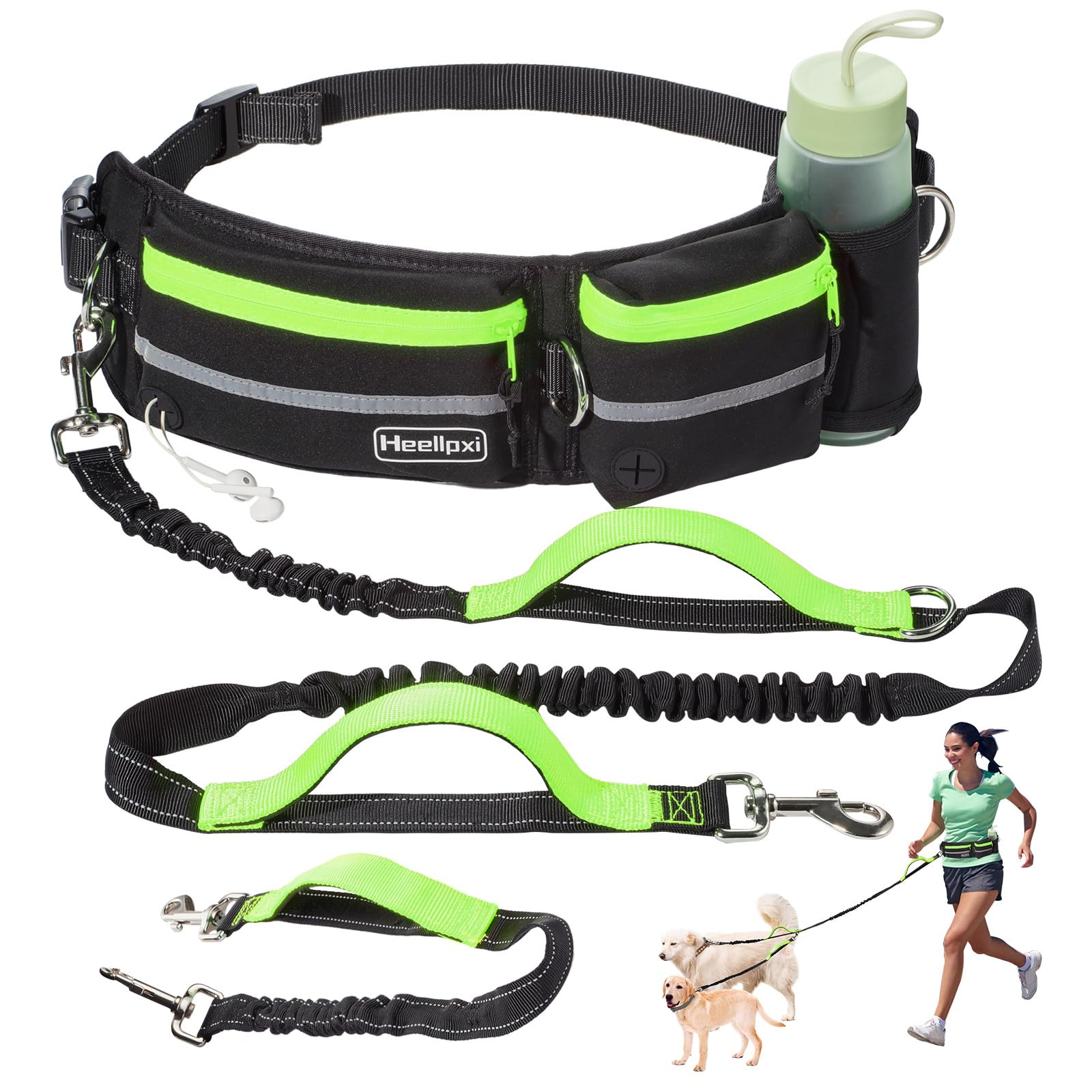 Heellpxi correa mano libre para dos perros, ideal para paseos sin esfuerzo.
