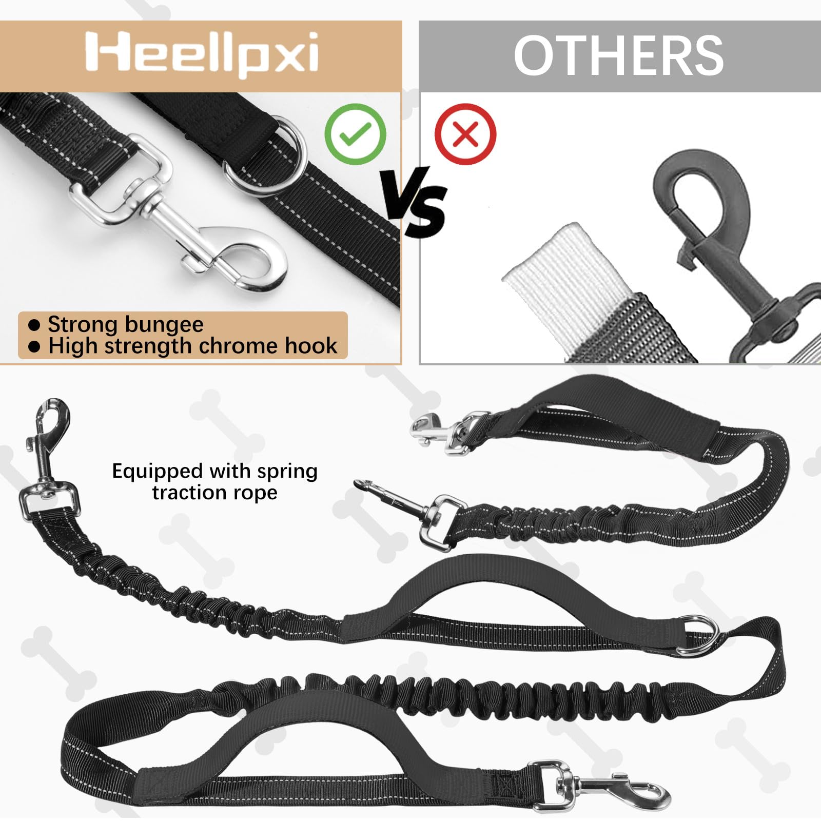 Diseño de doble asa Heellpxi para mayor control y entrenamiento del perro.