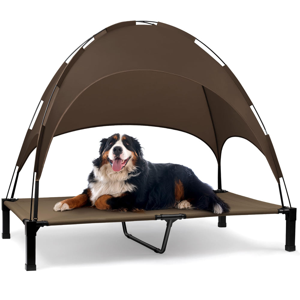 Cama elevada Heeyoo con dosel para exterior, crea zona fresca.