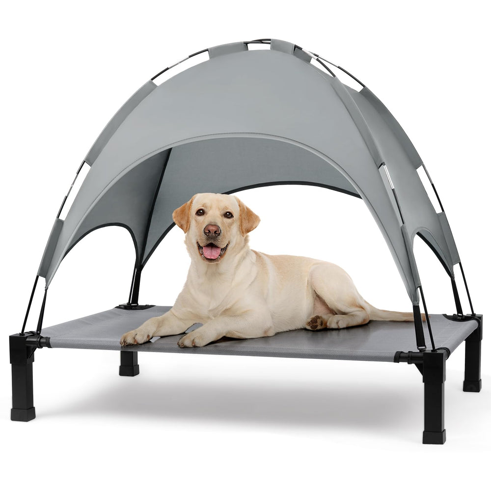 Heeyoo cama elevada para exterior con cobertizo para descanso cómodo