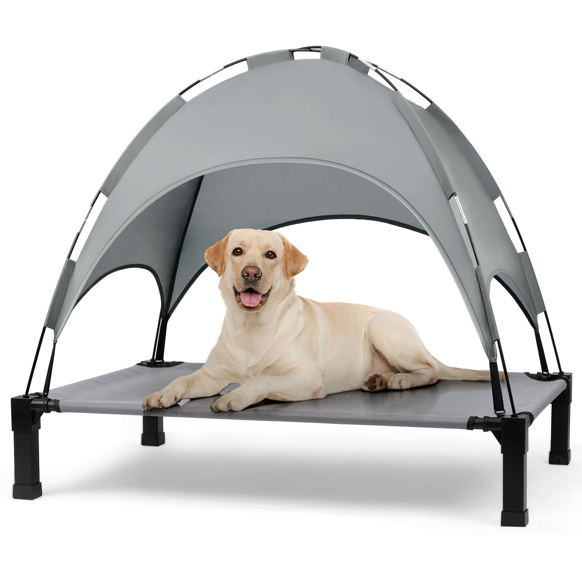 Heeyoo cama elevada para exterior con cobertizo para descanso cómodo