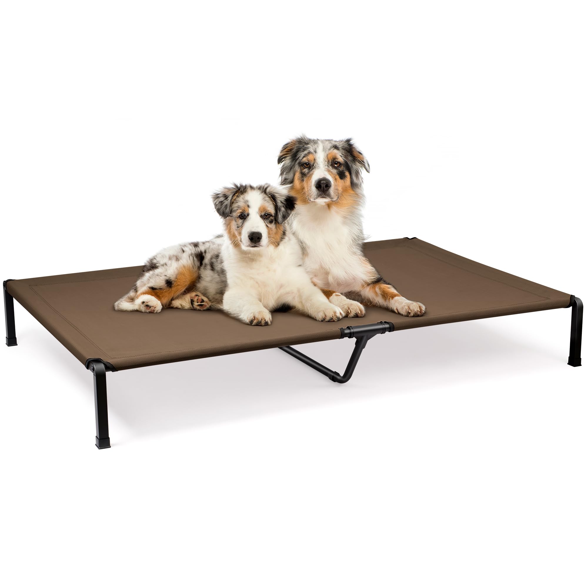 Cama Heeyoo elevada con malla resistente para mayor ventilación.