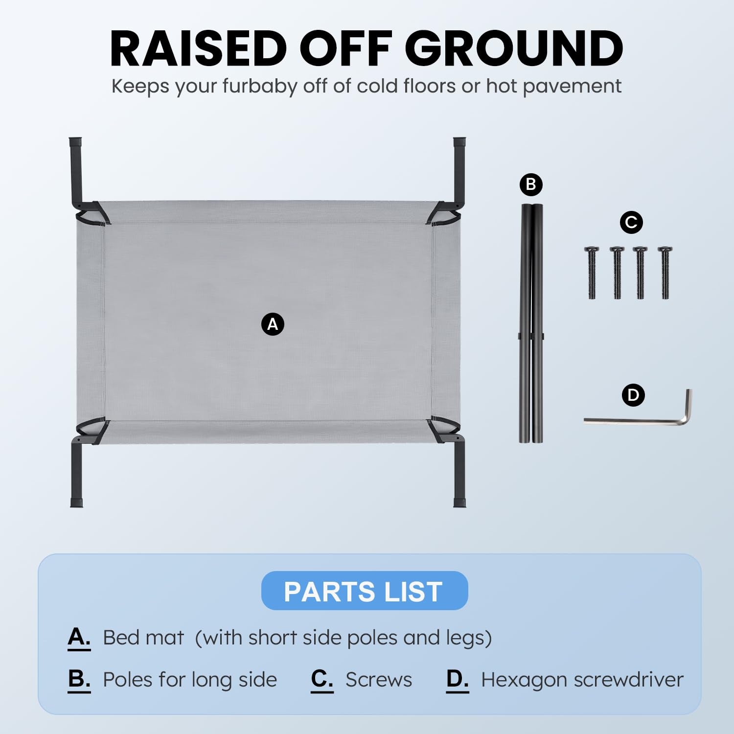 Heeyoo cama para perro elevada y portátil para camping o picnics.