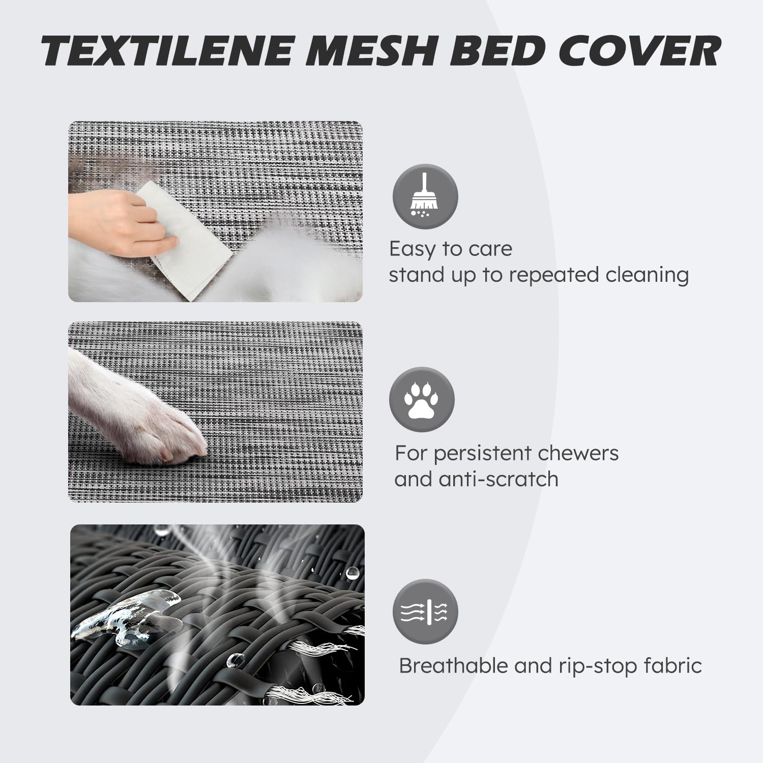 Cama para perro Heeyoo con estructura metálica resistente para uso externo.