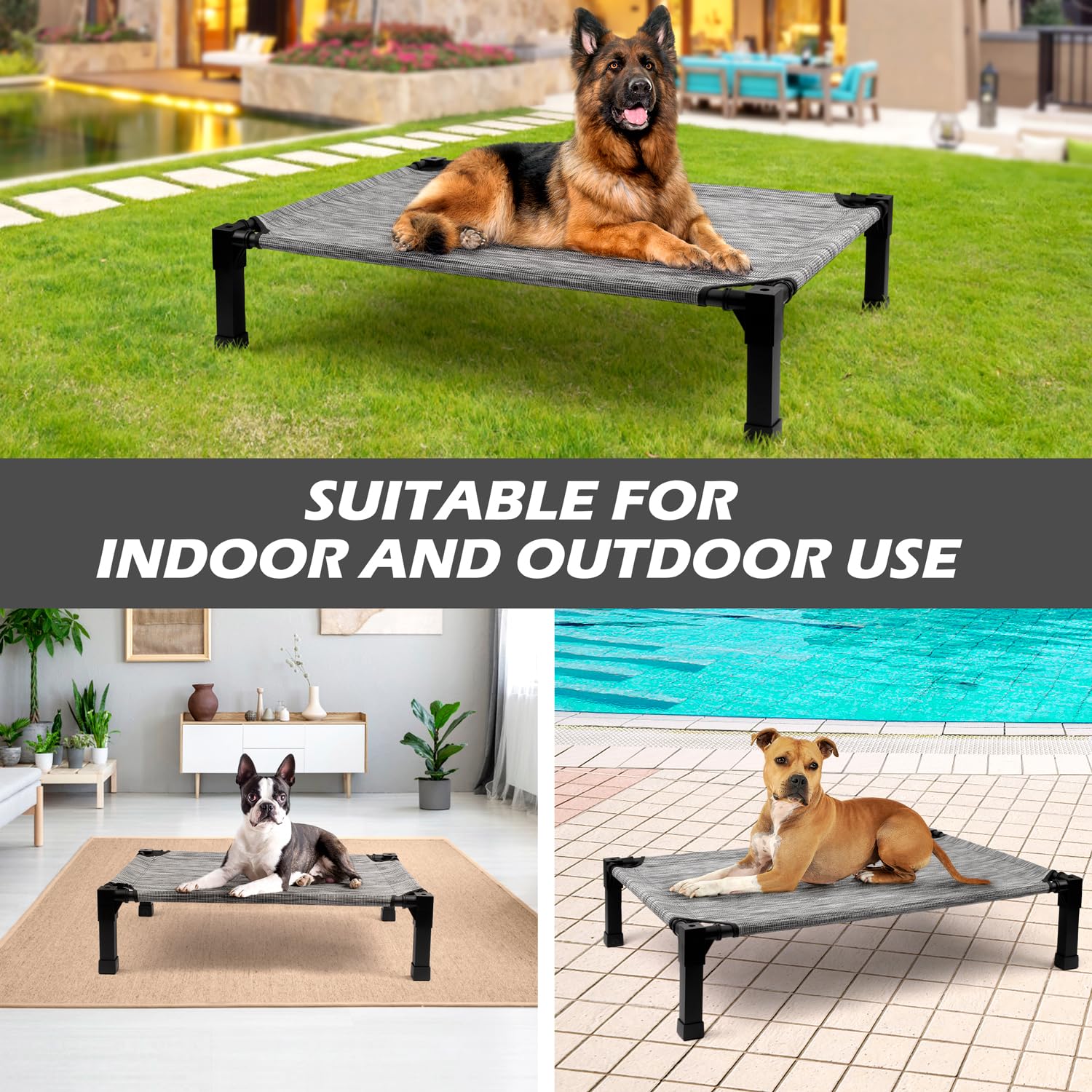 Cama para perro Heeyoo lavable con malla duradera para limpieza fácil.