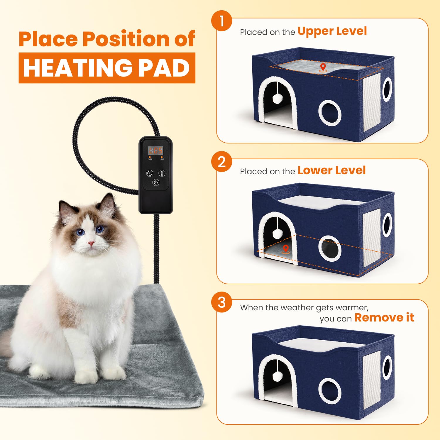 Heeyoo casa-gato-caliente-bola-peluche añade juego suave al descanso