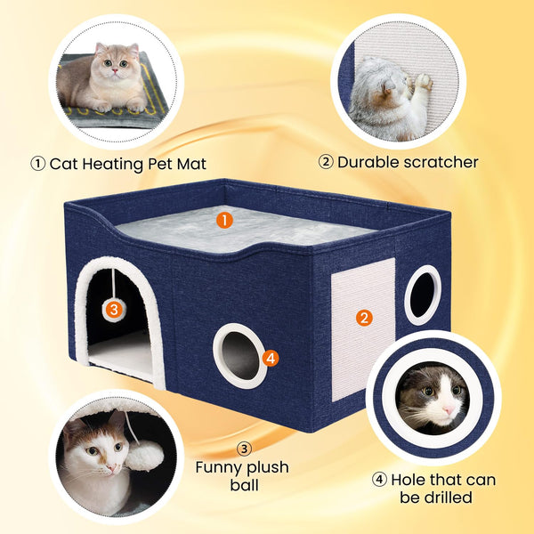 Heeyoo casa-gato-caliente-diseño-espacioso ofrece espacio para gatos grandes