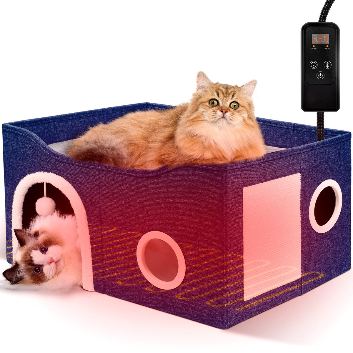 Heeyoo casa-gato-caliente-interior ofrece calor estable para siestas tranquilas