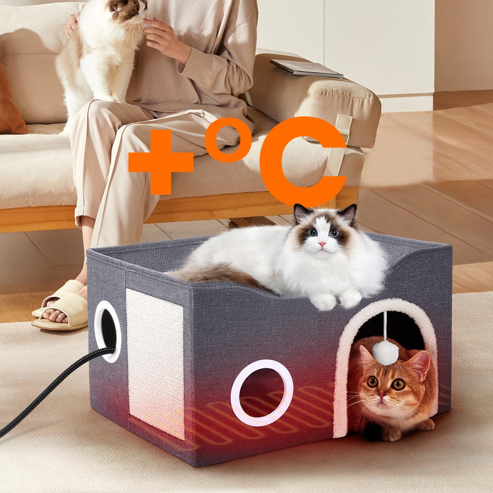 Heeyoo diseño-cueva-relajante-gato: refugio privado para siestas tranquilas.