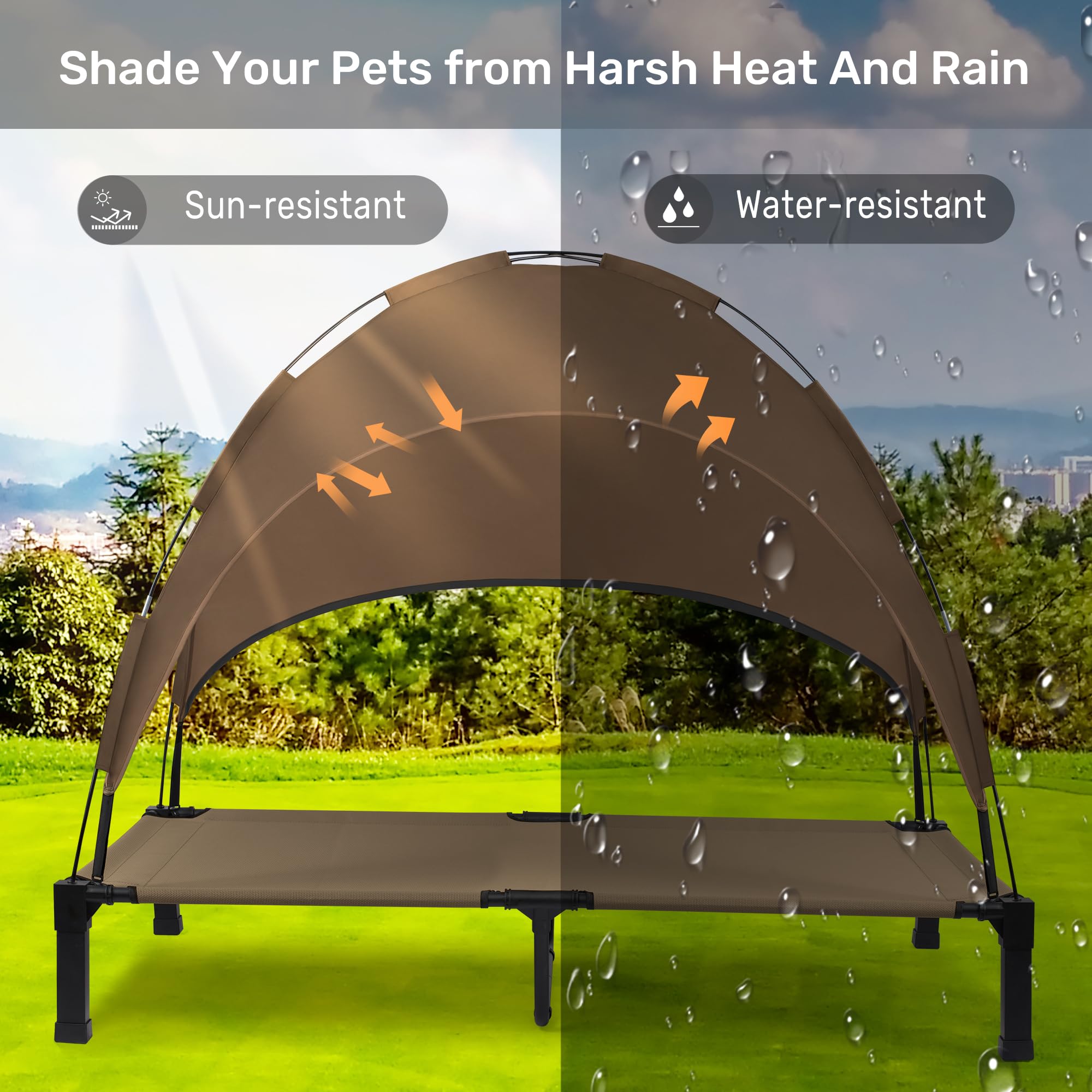 Dosel impermeable Heeyoo protege del sol para salidas al aire libre.