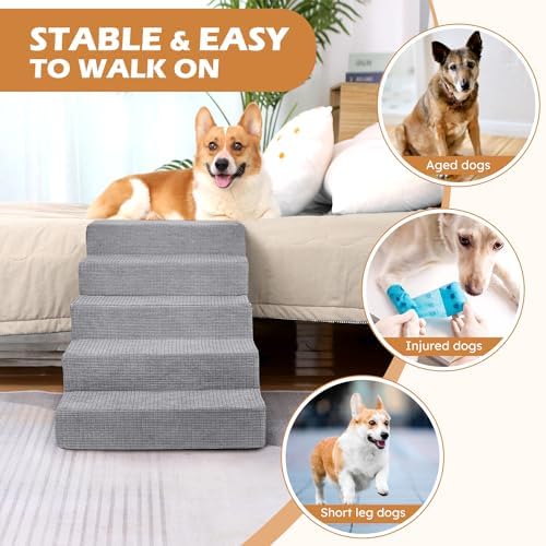 Heeyoo escaleras perro espuma de alta densidad ofrece soporte duradero.
