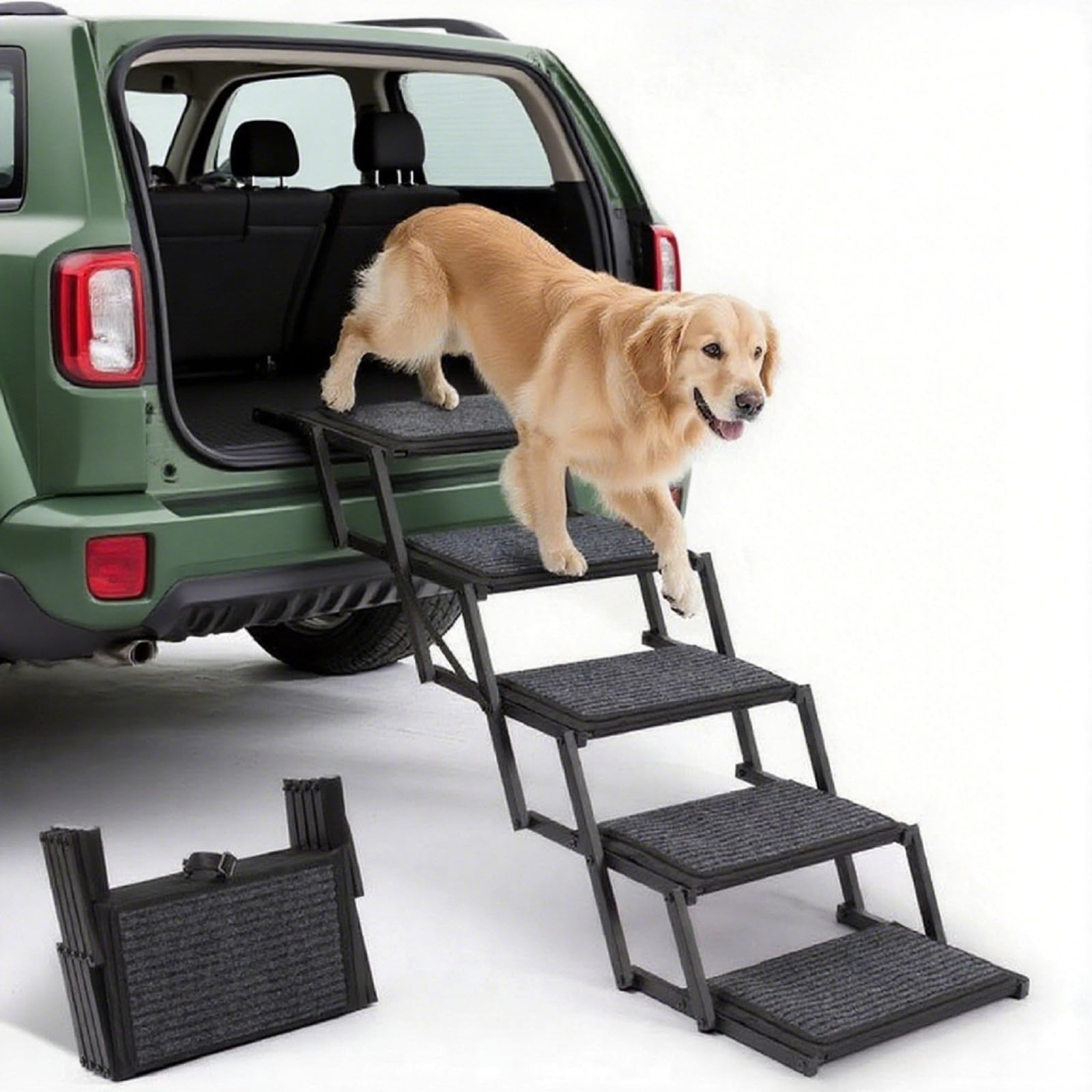 Heeyoo escaleras para perro para coche, 5 pasos plegables, acceso seguro