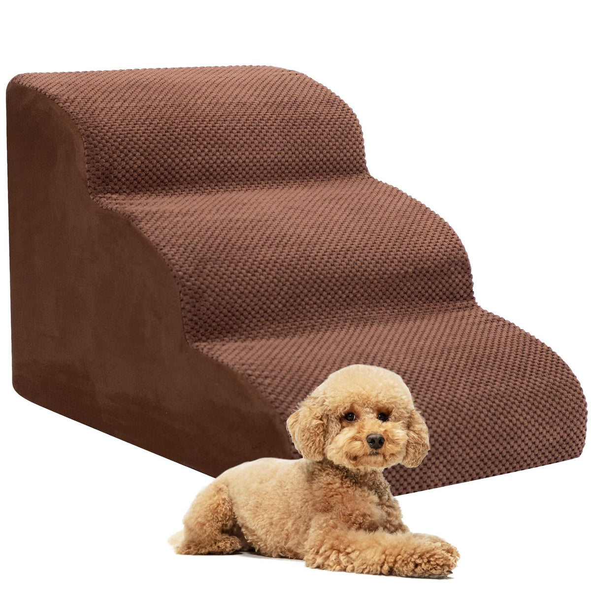 Heeyoo escalera de tres tramos para perros, espuma firme y estable.