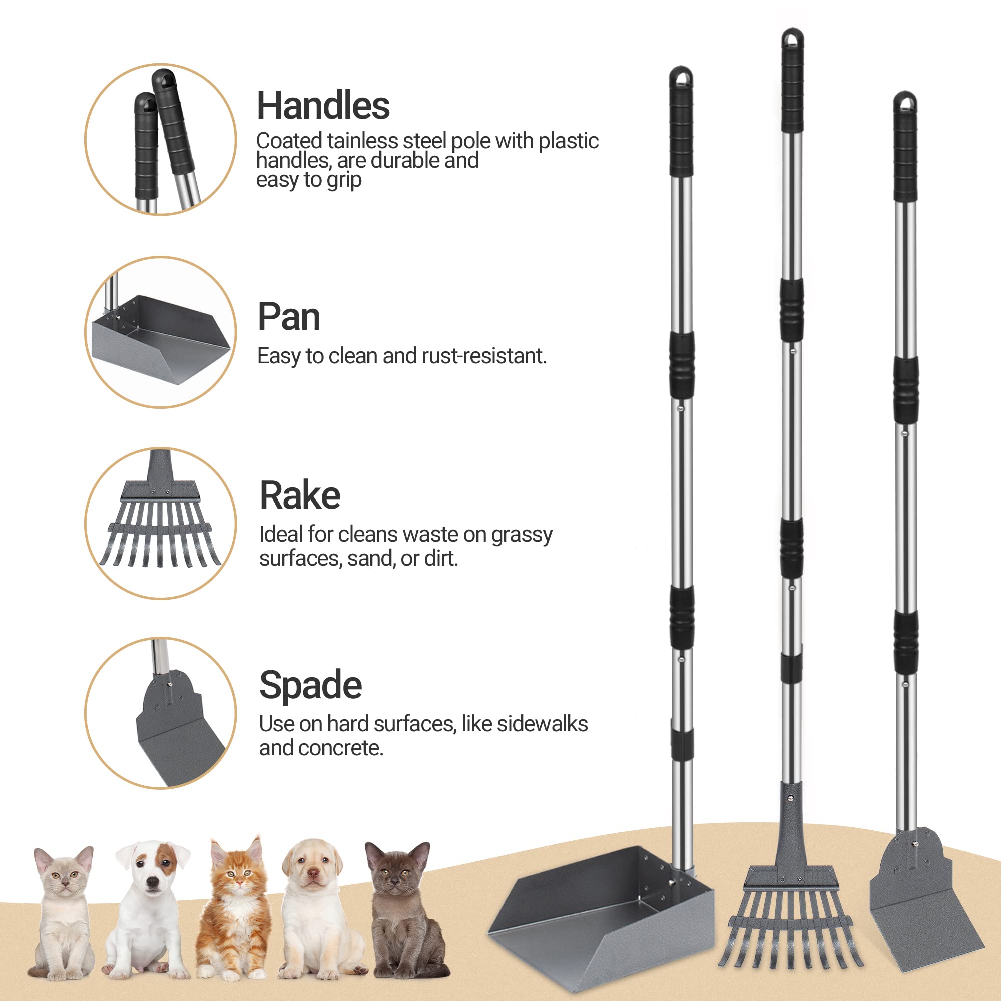 Heeyoo pala metálica para recoger heces de perro con facilidad.
