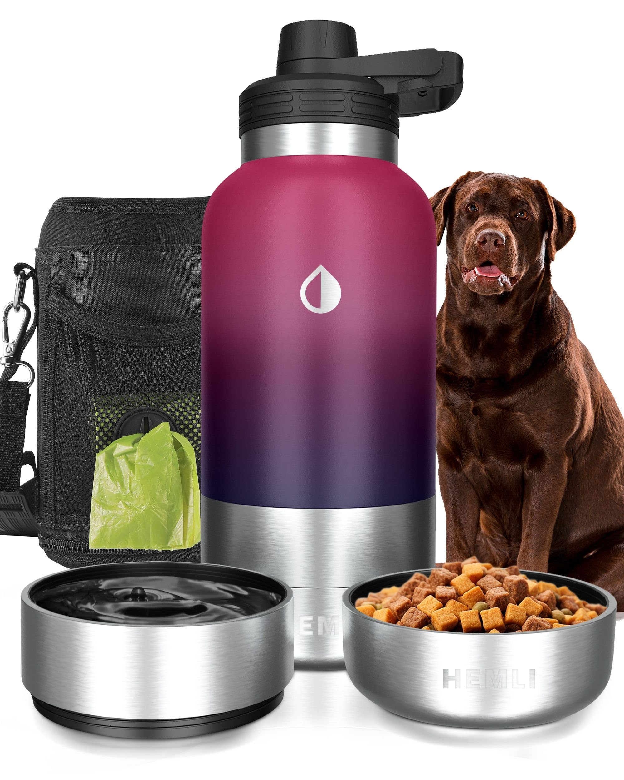 Hemli botella de agua para perros 32 oz, ideal para paseos largos