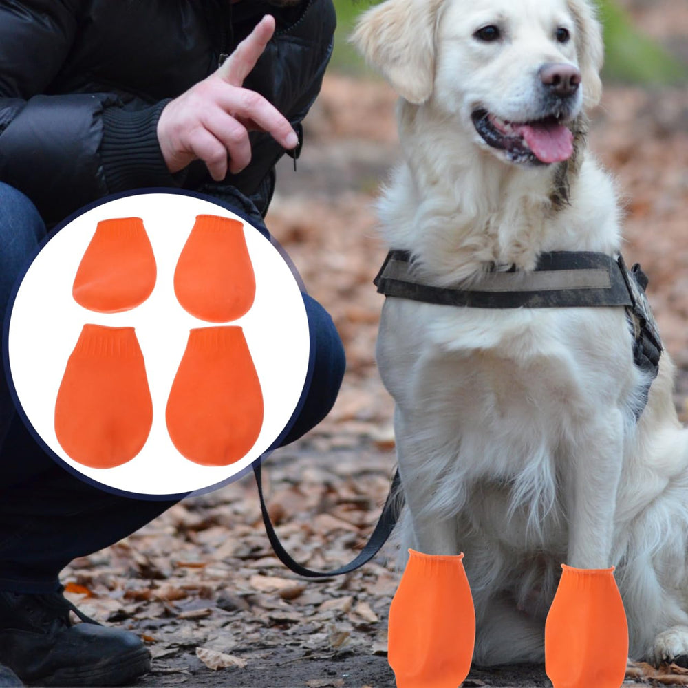 Hemobllo zapato para perro naranja tamaño M; lavable y reutilizable para más paseos.