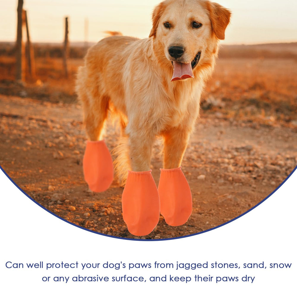 Hemobllo zapato para perro naranja tamaño M; paquete de cuatro para varias patas.