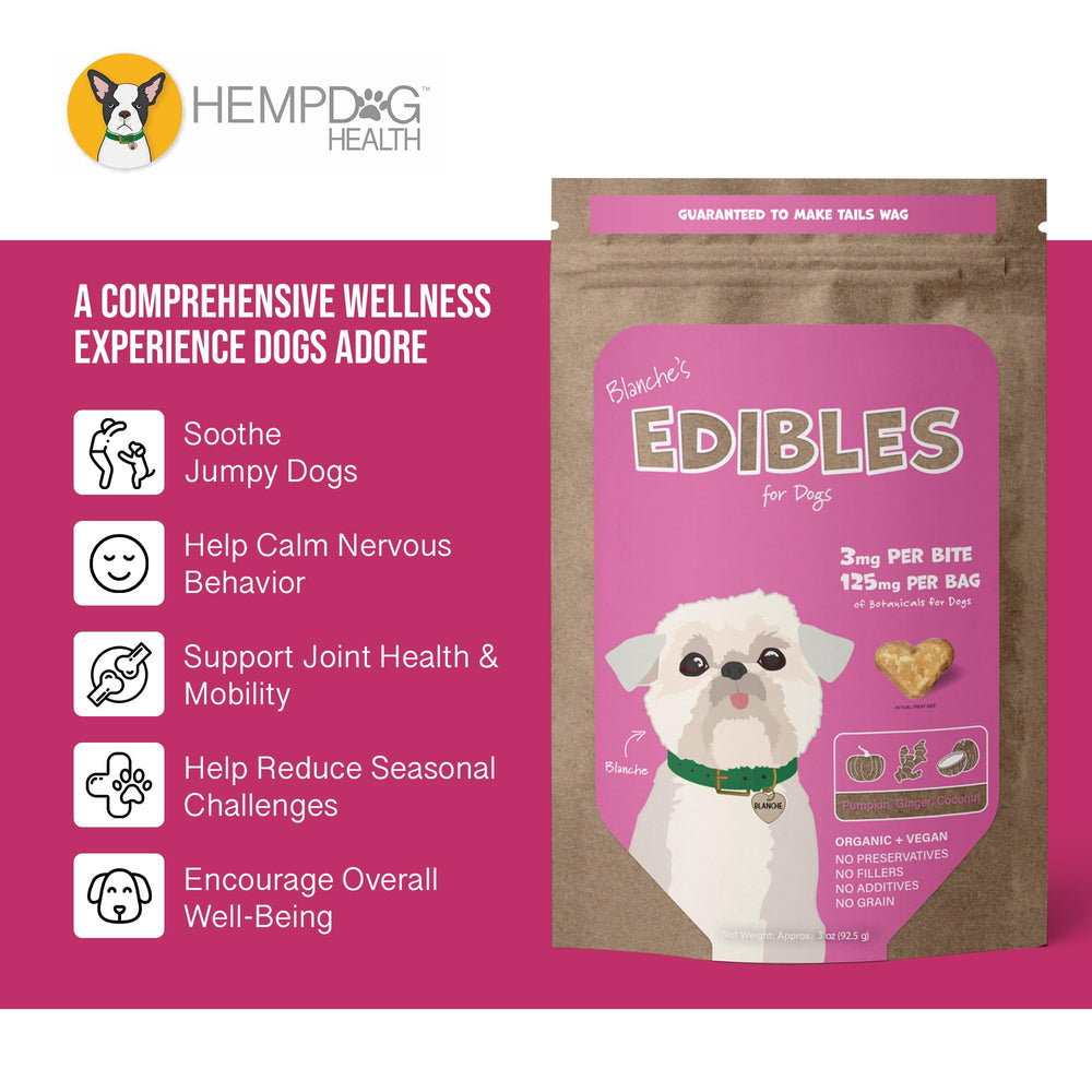 Hemp Dog Health Blanche, bolsa de tratitos, textura suave para masticar