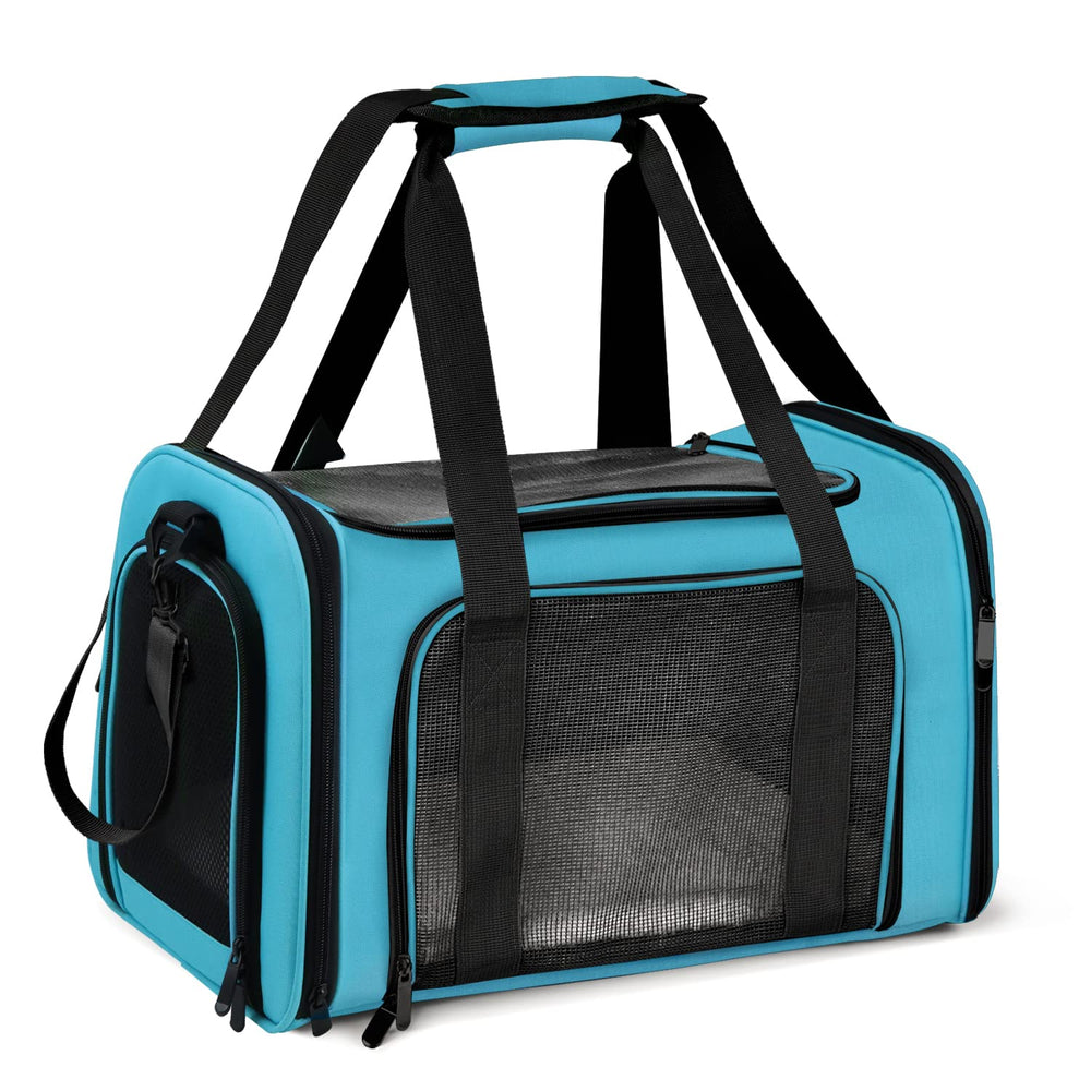 Henkelion bolsa transporte mascotas azul, ideal para viajes de gatos y perros pequeños.