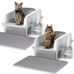 Henkelion caja-arena-gatos-acero-inoxidable-con-tapa, duradera y fácil de limpiar.