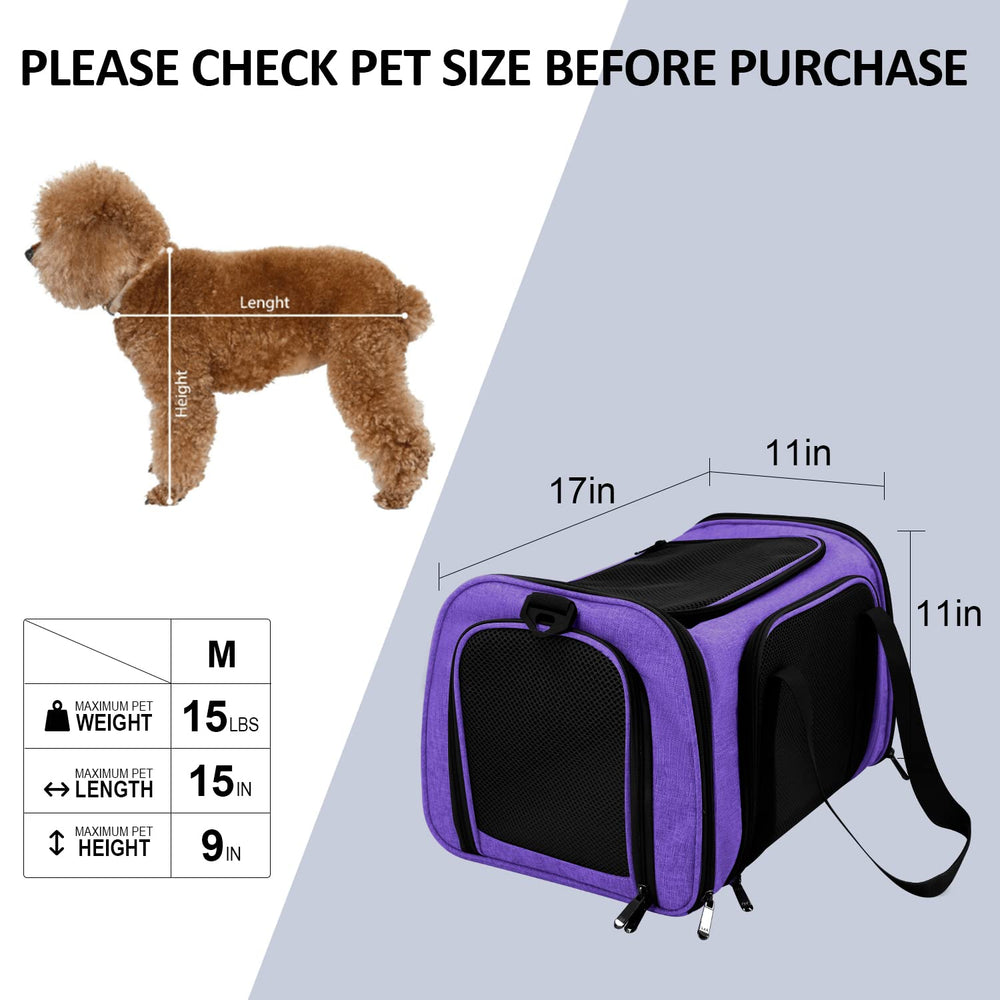 Henkelion transportín color purpura para mascotas, ideal para viajes y uso diario