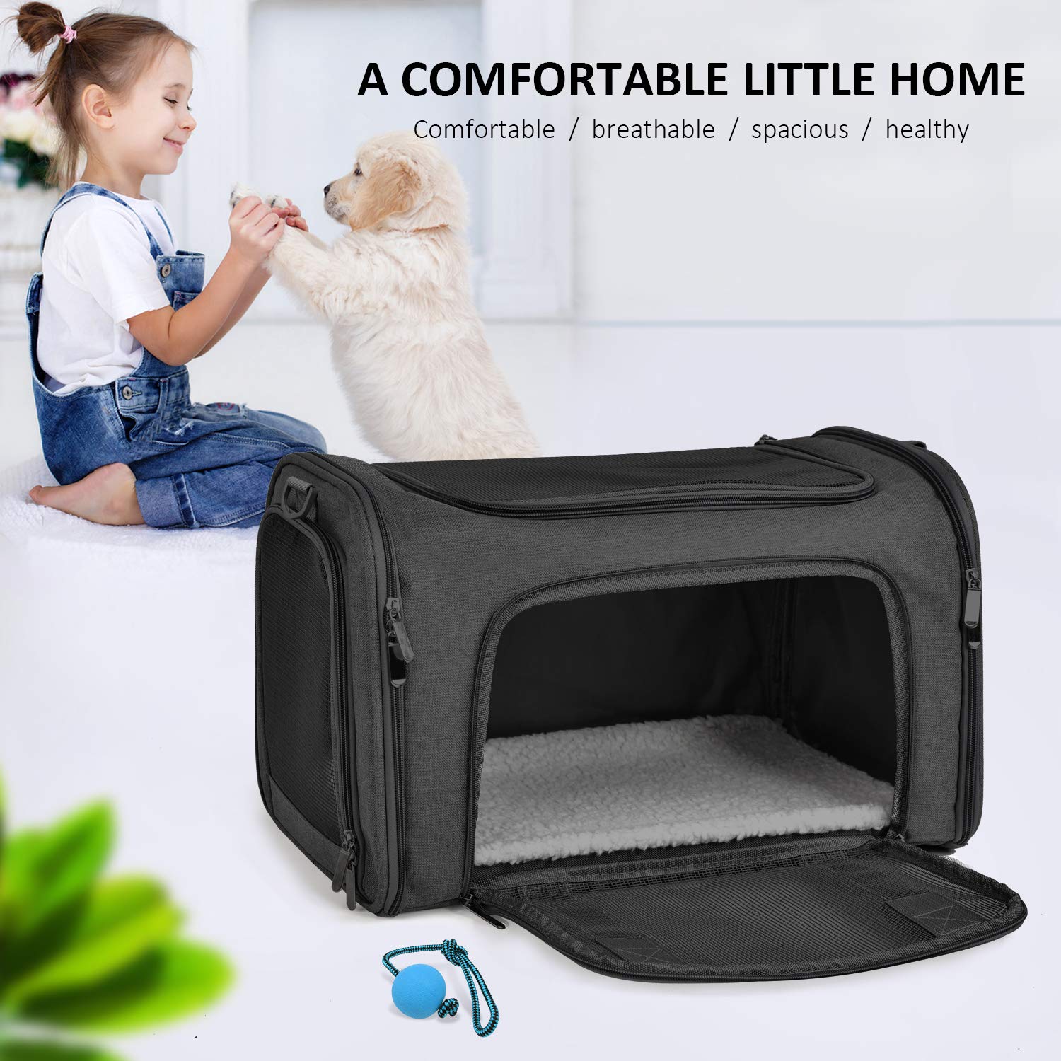 Henkelion Porta-Mascotas Grande Suave, capacidad para mascotas de hasta 25 libras.