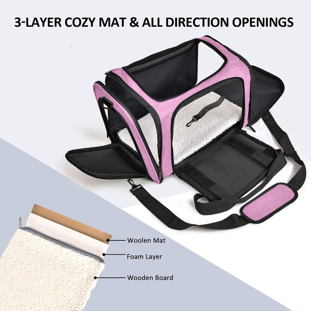 Transportín Henkelion rosa con asas dobles para transporte estable.
