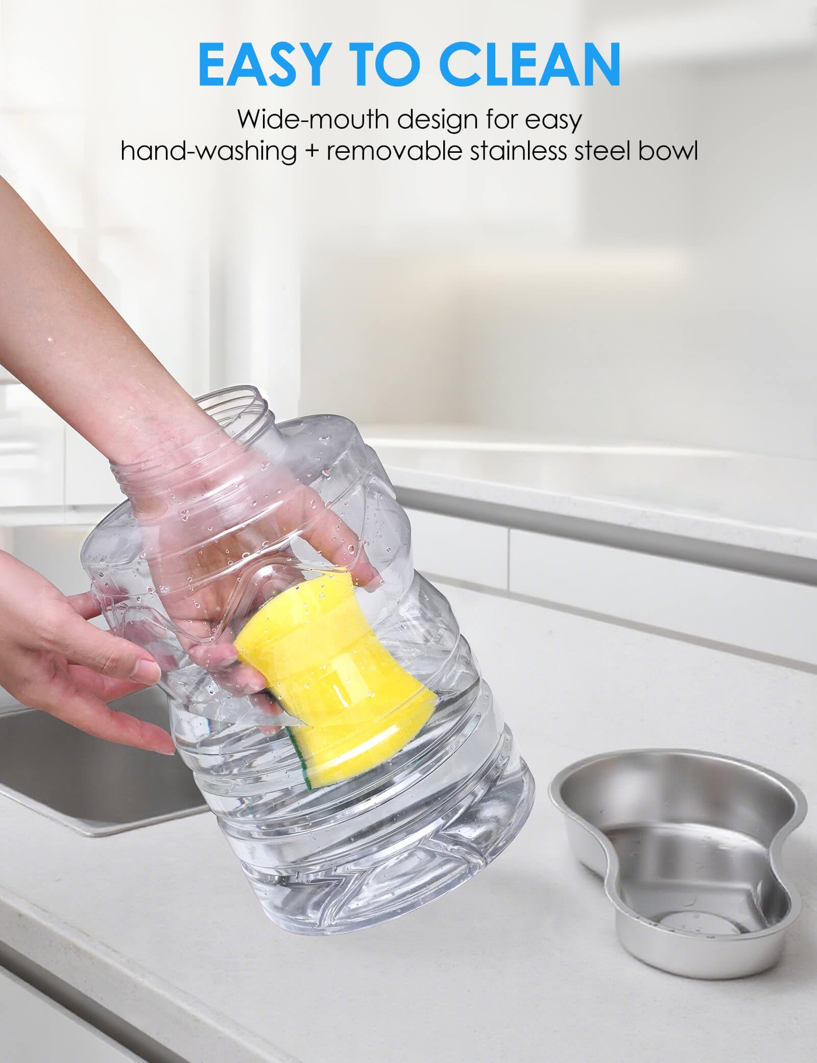 Heouvo reservorio de gravedad 6,5 litros mantiene agua fresca para varias mascotas.