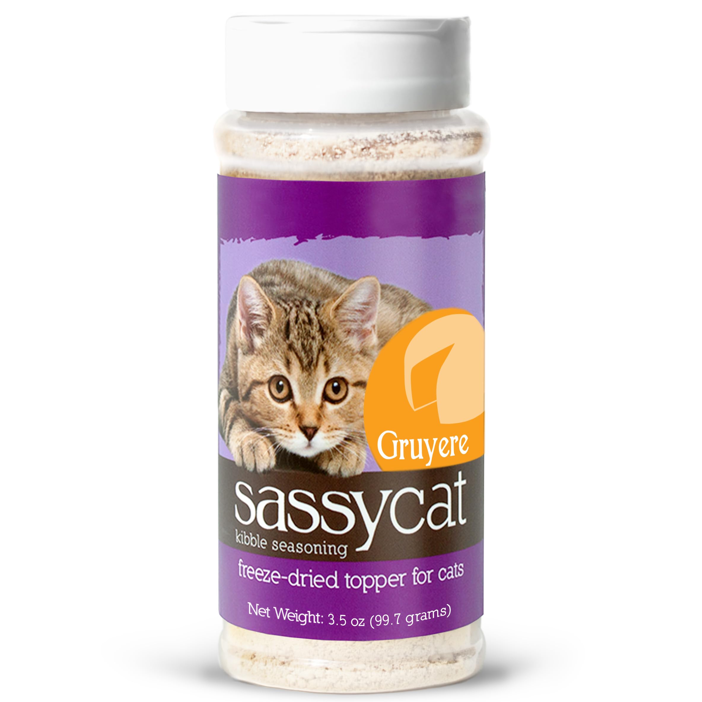 Herbsmith Sassy Cat Gruyère deshidratado en tarro para realzar croquetas