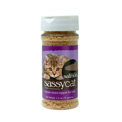 Herbsmith Sassy Cat Seasoning con salmón deshidratado, realce de sabor para gatos exigentes.