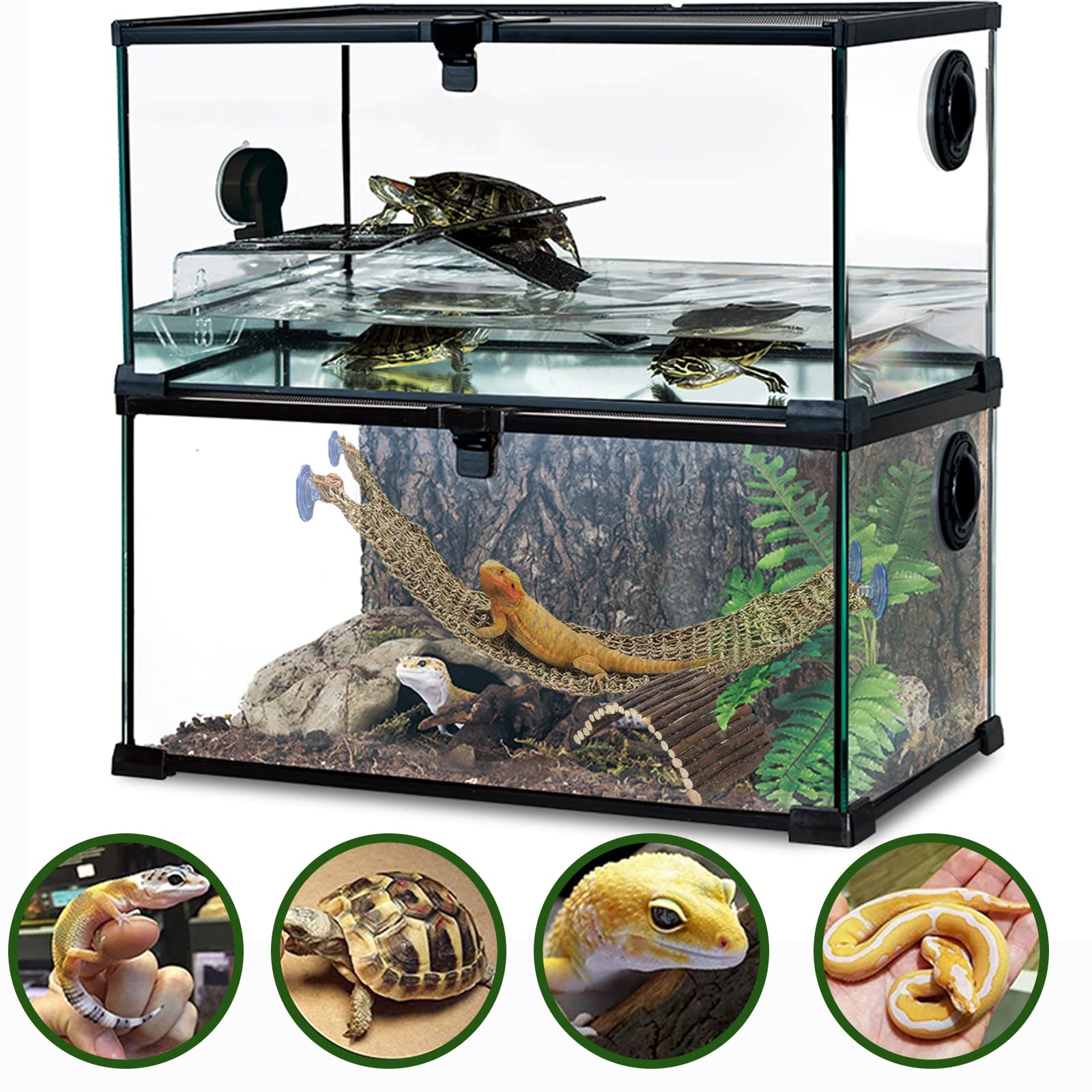 HERCOCCI hoja artificial para terrario, añade textura y refugio para el reptil.