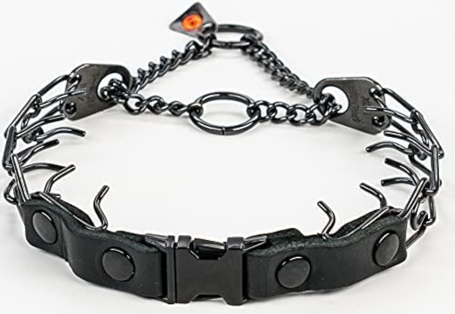 Collar Herm Sprenger con cierre de liberación rápida, negro y resistente para entrenamiento diario.