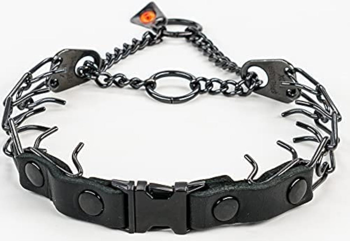 Collar Herm Sprenger con cierre de liberación rápida, negro y resistente para entrenamiento diario.