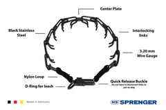 Collar Herm Sprenger de acero negro, ideal para entrenamiento diario.