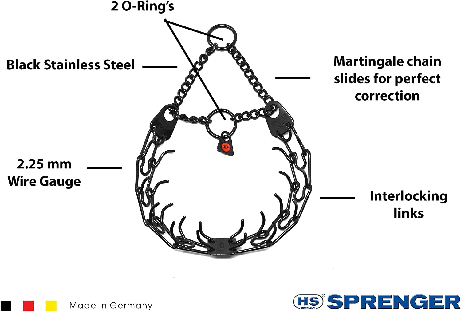 Collar Herm Sprenger con centro de placa, ajuste equilibrado para entrenamiento.