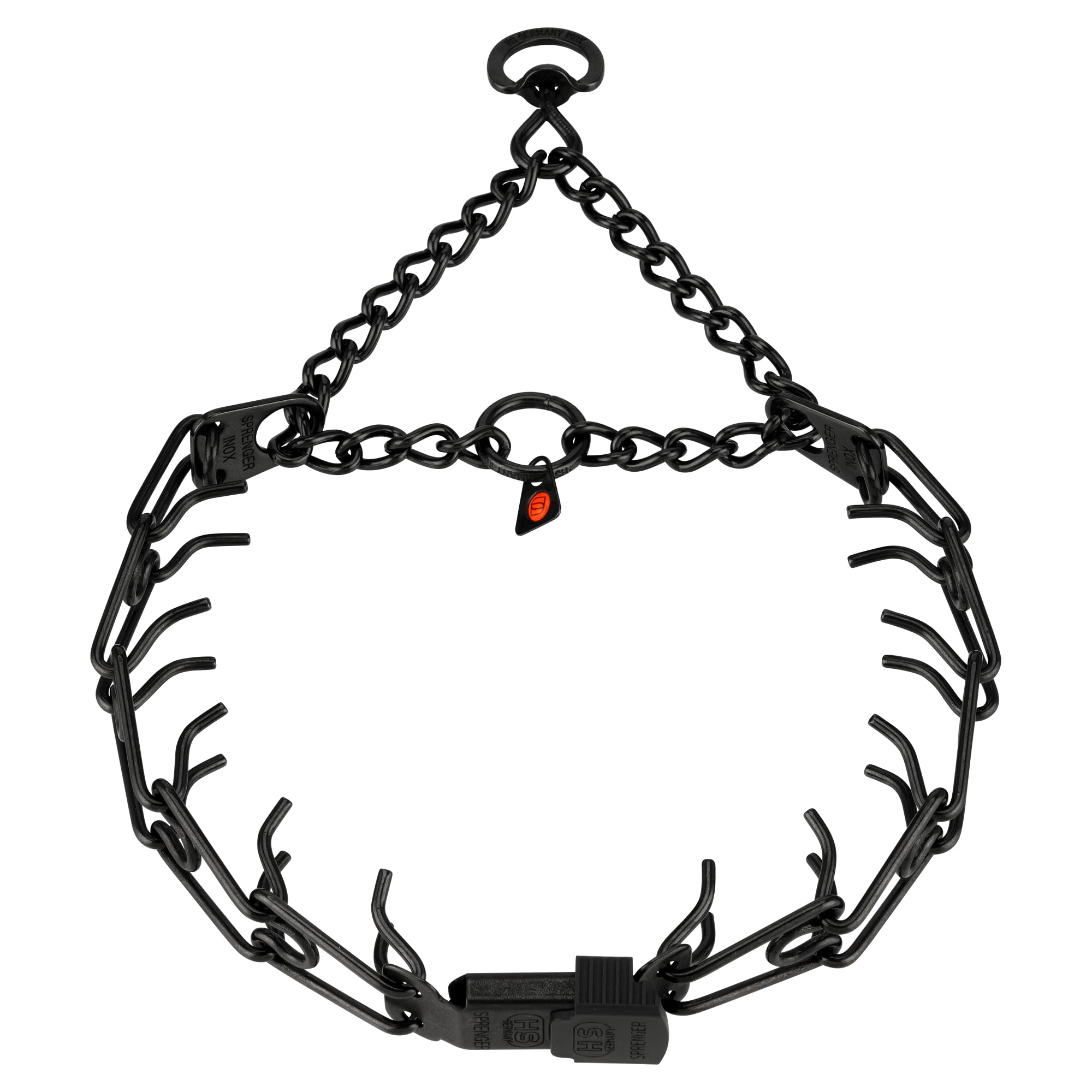 Collar de entrenamiento Herm Sprenger negro de acero inoxidable con cierre ClicLock para adiestramiento seguro