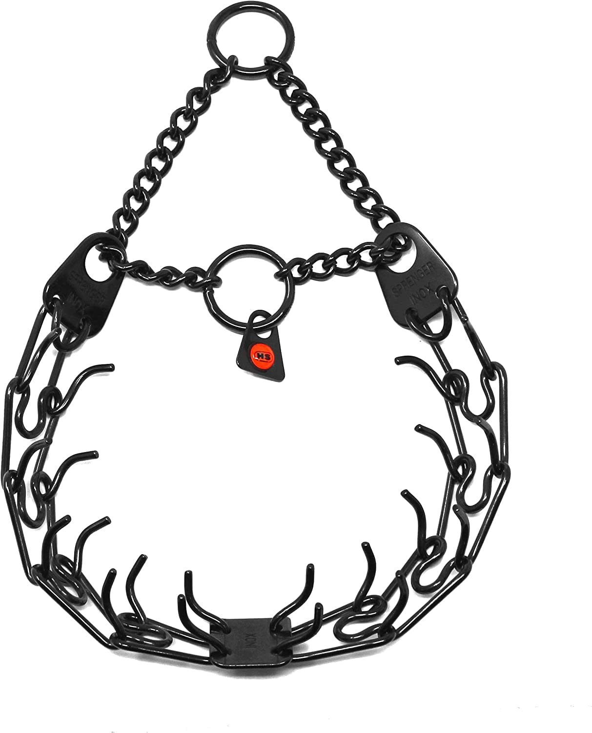 Collar Herm Sprenger con pinchos negro en acero, control suave para perros.